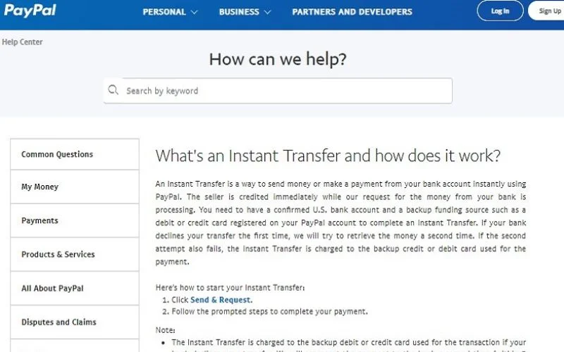 PayPal Help Center - PayPal Inst Xfer